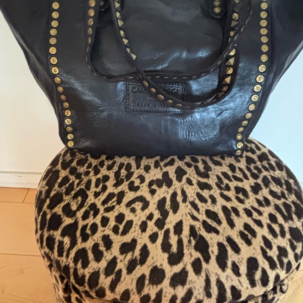 Campomaggi Black Leather Tote Bag with Studs - New with Tags - Picture 2 of 9